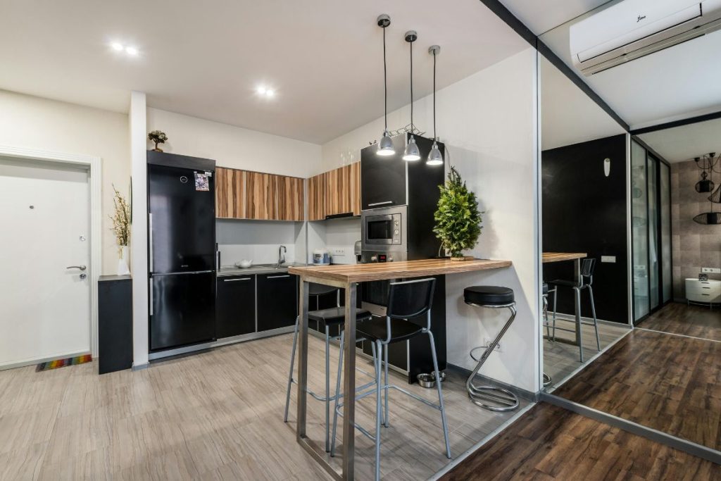 black fridge