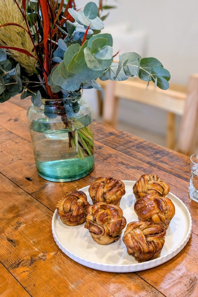 Brioche and floral arrangement