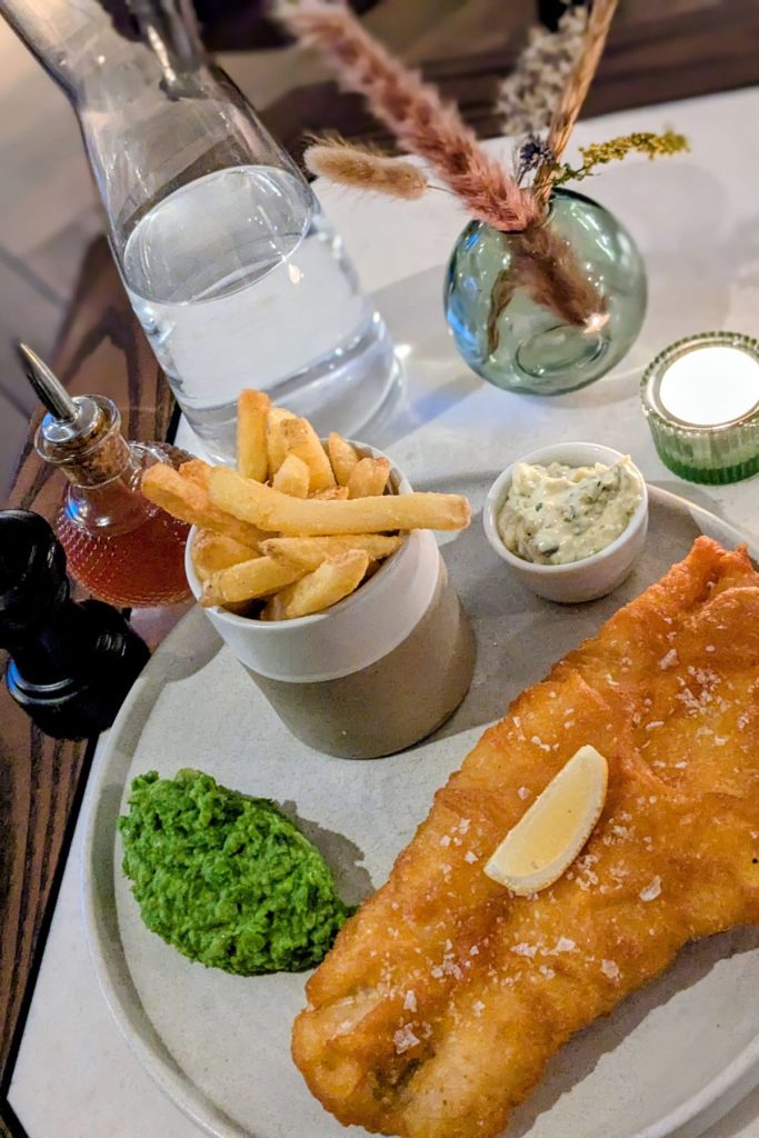 Fish & Chips with crushed peas and tartare sauce