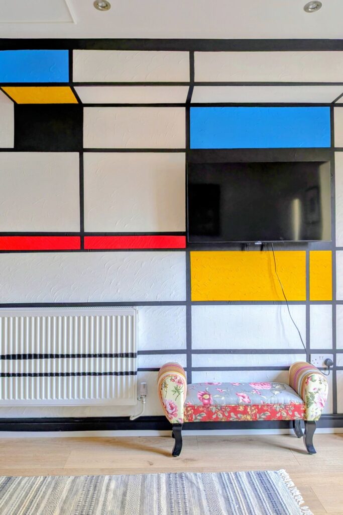 Mondrian-style artwork in the Annex at Ty Penbryn