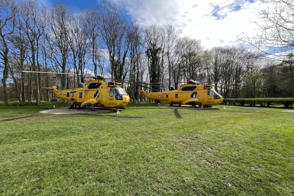 North Yorkshire Water Park helicopter glamping