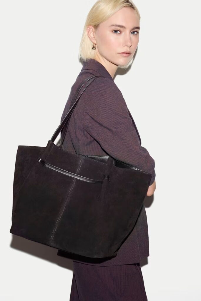 suede tote bag
